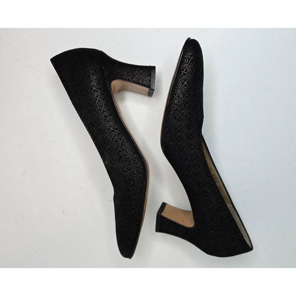 Salvatore Ferragamo Gold Black Floral Women's Pumps Heels Size 6 AAA - Picture 6 of 11